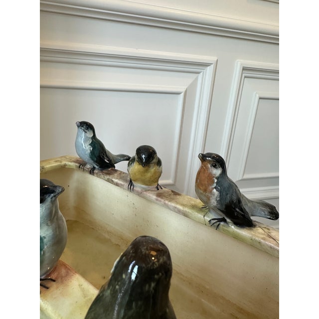 Antique Jerome Massier French Ceramic Planter Cachepot With 9 Bird Sculptures For Sale - Image 14 of 18