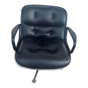 Vintage Knoll Pollock Executive Swivel Armchair in Black Leather