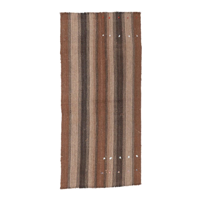 Brown Vintage Small Kilim Rug - 2`8″ X 5`11″ For Sale