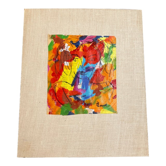 1960’s Original Abstract Expressionist Portrait Drawing / Painting For Sale