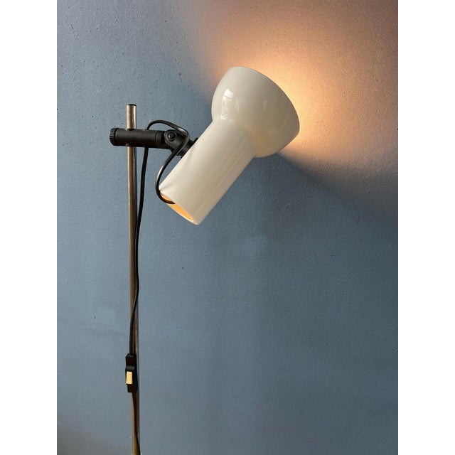 Small Mid-Century White Floor Lamp For Sale - Image 5 of 11