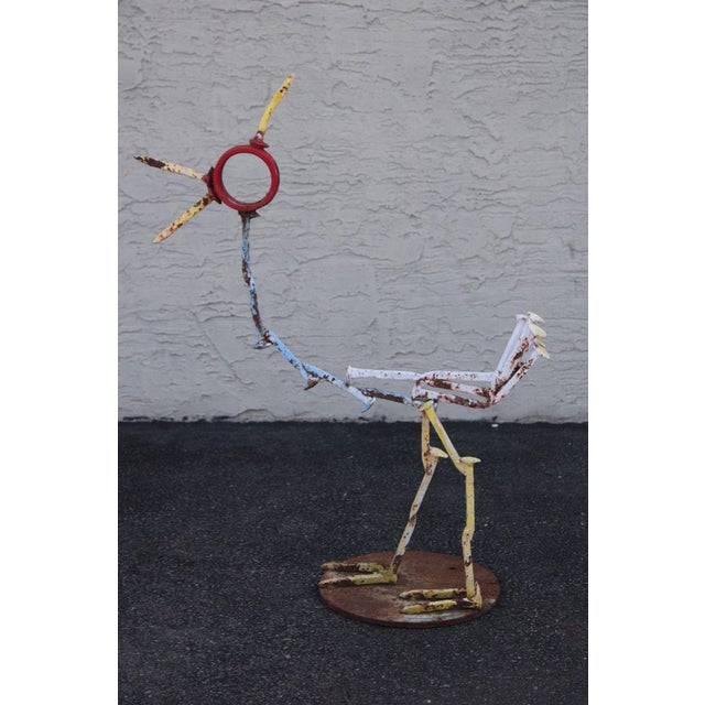 Industrial Metal Rooster Sculpture Garden Statue For Sale - Image 11 of 18