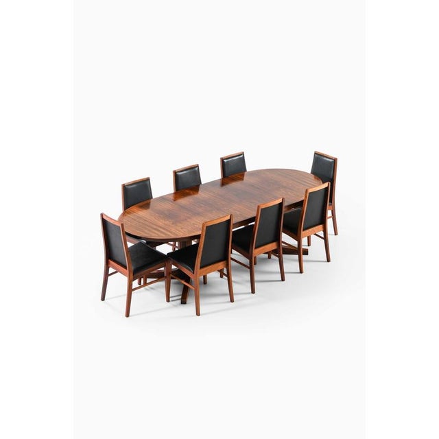 Black Vintage Danish Dining Chairs in Rosewood and Leather from Dyrlund, 1960s, Set of 8 For Sale - Image 8 of 10
