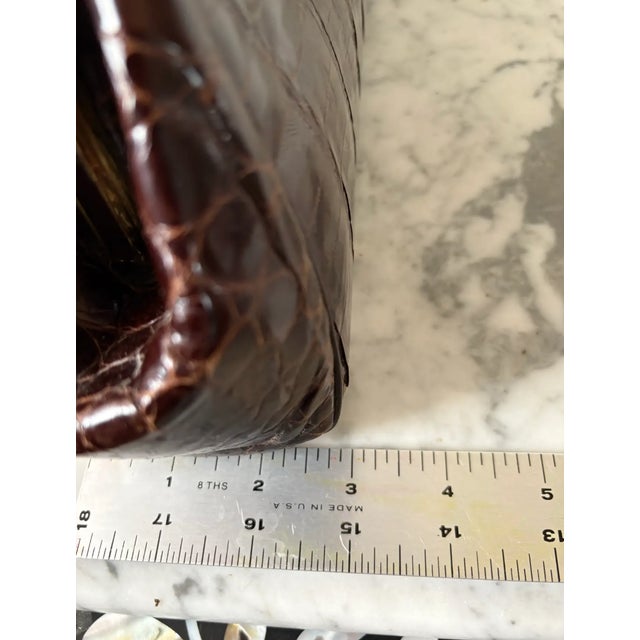 Vintage Leather Faux Corc Handbag For Sale - Image 9 of 9