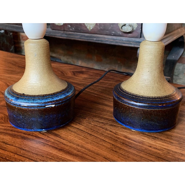 Mustard Danish Ceramic Table Lamps by Søholm Stentøj - A Pair For Sale - Image 8 of 17