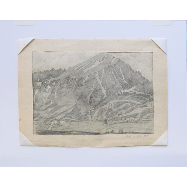 Gray San Gabriel Mountain Landscape in Black and White - Graphite Pencil on Paper by Ralph Holmes For Sale - Image 8 of 9