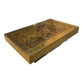 Mid 20th Century Acid Etched Brass Coffee Table Attributed to Bernhard Rohne For Sale