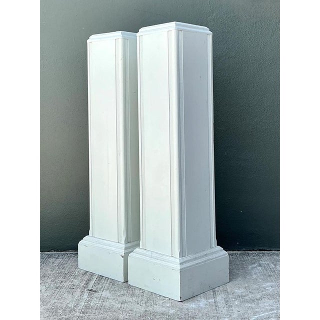 Vintage Architectural Wood Pedestals - A Pair For Sale - Image 4 of 12