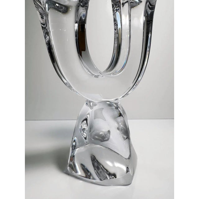 Mid-Century Modern Vintage Crystal Glass Candleholder by Jean Daum for Daum, France, 1960s For Sale - Image 3 of 9