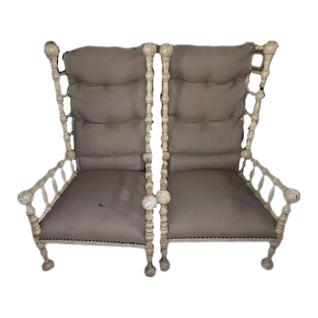 Pair of High-Back BobbinSpindle Accent Chairs For Sale