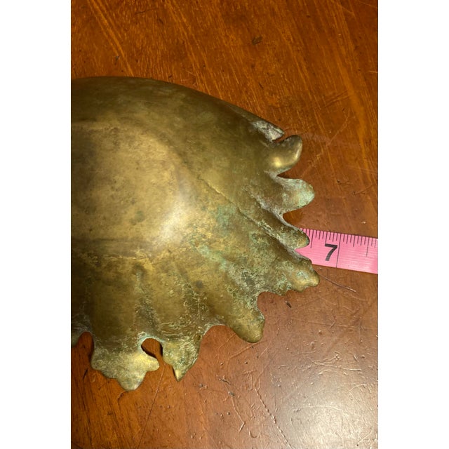 1960s Cast Solid Brass & Verdigris Clam Shell Dish For Sale - Image 12 of 12