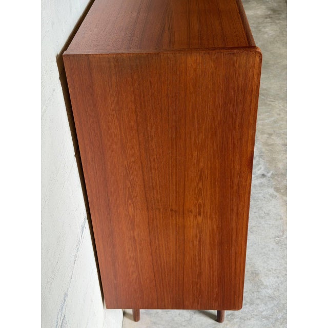 Brown In Style of Johannes Andersen Teak Sideboard Credenza With Sliding Doors Danish Mid-Century Modern 1960s For Sale - Image 8 of 13