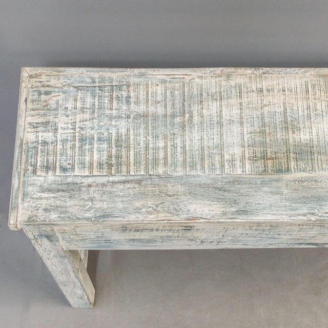 Carved & Painted Console Table Made From an Antique Rajasthani Door For Sale - Image 11 of 12