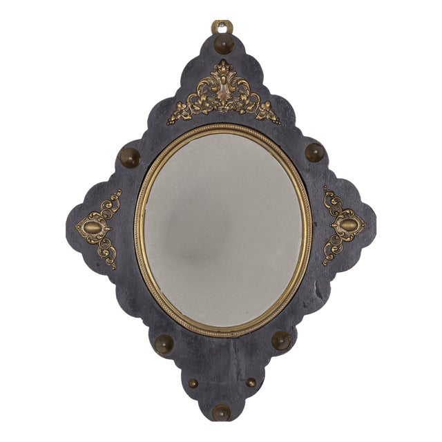Antique Italian Wall Mirror in Wood and Bronze, 1890s For Sale