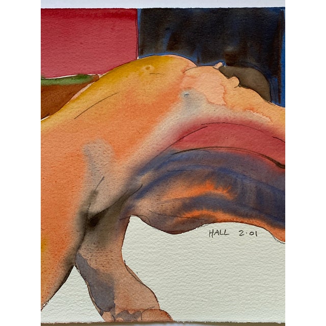 Abstract Original Watercolor Painting of a Male Nude by Jon Hall 2001 For Sale - Image 3 of 5