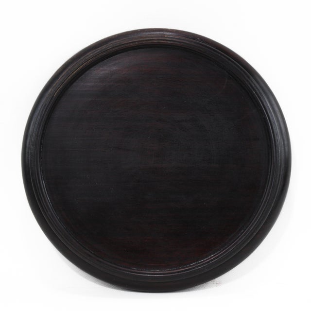 Pair of 6 3/4'' Chinese Carved Rosewood Pedestal Display Flat Bases/Stand For Sale - Image 4 of 6