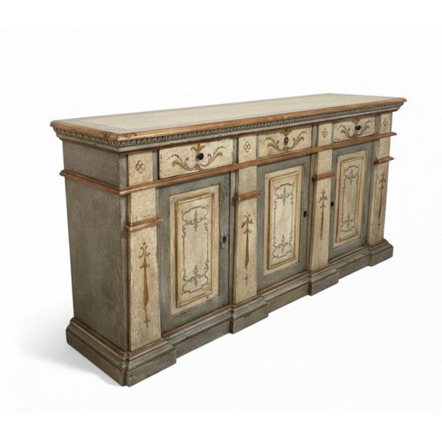Traditional Vintage Italian Painted Sideboard / Server For Sale - Image 3 of 7