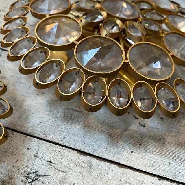 Mid-Century Modern Two 1960s Mid-Century Modern Brass and Glass Wall Sconces or Ceiling Lights For Sale - Image 3 of 9