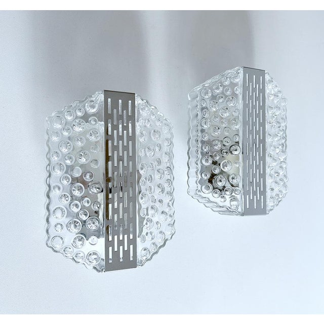 Vintage Bubble Glass and Chrome Sconces, 1970s, Set of 2 For Sale - Image 9 of 15