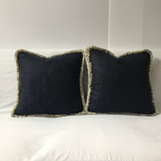 Custom Blue Fringe Decorative Pillows A Pair Chairish