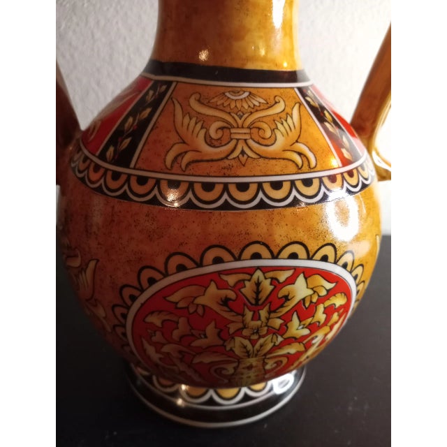 Art Deco 1950s Achilles Amphora Dual Handle Ceramic Vase Made in Greece For Sale - Image 3 of 8