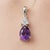 Contemporary Beautiful Amethyst Teardrop Pendant With Cubic Zirconia in 925 Sterling Silver For Sale - Image 3 of 7