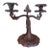 Possibly 19th Century Ornate Cast Iron Double-Arm Candelabrum With Floral Bobeches and Scroll Base. For Sale