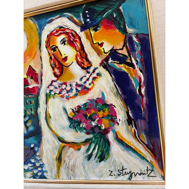 1990s 1990s Framed Zamy Steynovitz Hand-Embellished Serigraph "Wedding Vows by the River" - Ed. 91/150 For Sale - Image 5 of 7