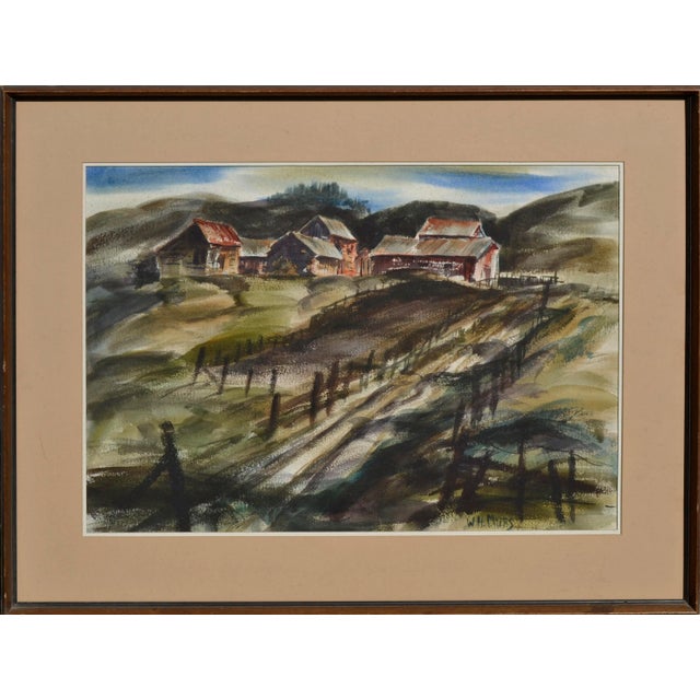 1970s Vintage Landscape of Hillside Farm by W. H. Myers For Sale - Image 5 of 5
