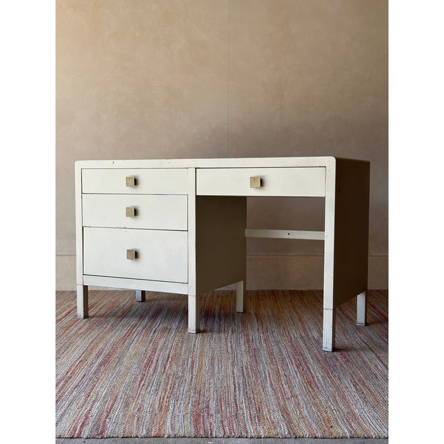 Vintage Simmons Metal Desk With Original Square Pulls, C 1940s For Sale - Image 15 of 15