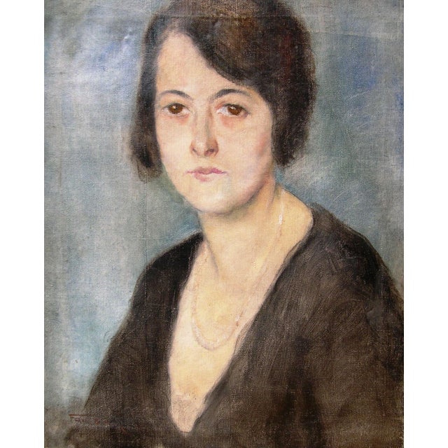 Pal Fried, Portrait of a Young Woman, 1933, Oil on Canvas, Framed For Sale - Image 10 of 10