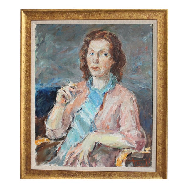 Carlo Striccoli, Woman Alone with Her Thoughts', 1960s, Oil on Canvas For Sale