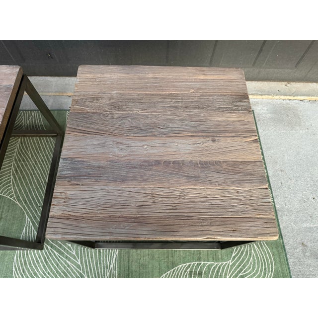 Mitchell Gold + Bob Williams Industrial Wood & Metal Side Tables For Sale In Atlanta - Image 6 of 7