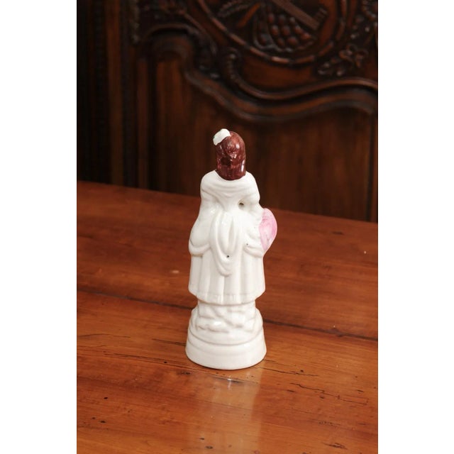 White Mid 20th Century Small English Porcelain Decorative Figurine Depicting Lady with Floral Basket For Sale - Image 8 of 12