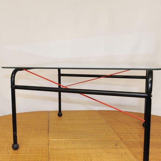 Vintage Scandinavian Glass and Metal Coffee Table by Johan Huldt, 1980s For Sale - Image 5 of 10