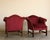 English Pair, Vintage Chippendale Style Camelback Club Chairs in Burgundy Velvet With Brass Nailheads, Late 20th Century For Sale - Image 3 of 7