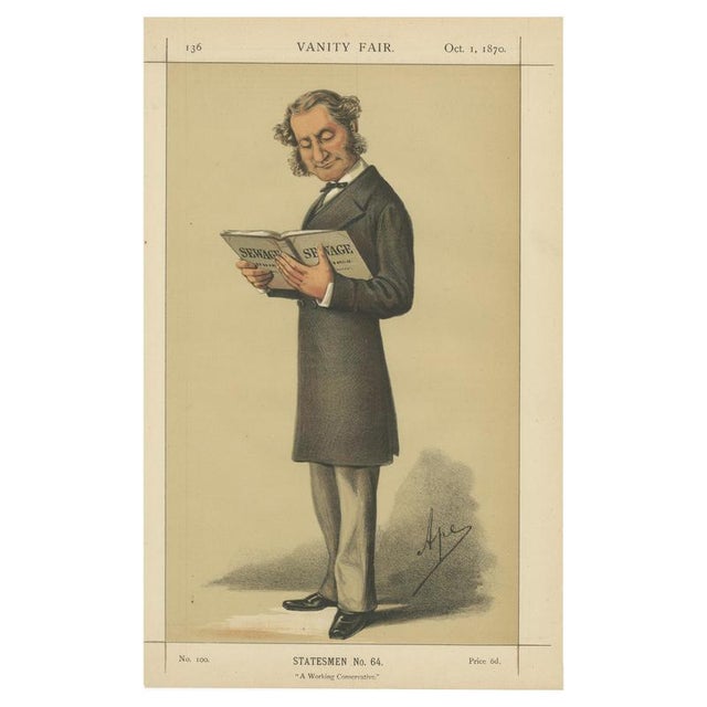 Victorian Conservative Statesman Reading Vanity Fair, 1870, Paper For Sale - Image 10 of 10