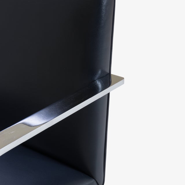 Navy Blue Brno Navy Leather Flat-Bar Chairs - Set of 6 For Sale - Image 8 of 10