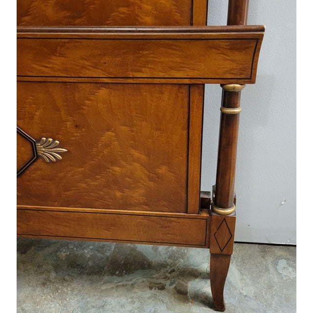 Wood Pair of Italian Louis XVI–Directoire Style Figured Birch Twin Beds With Nightstand, C. 1950 For Sale - Image 7 of 12