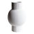 Contemporary White Sculptural Vase With Ribbed Neck and Base For Sale