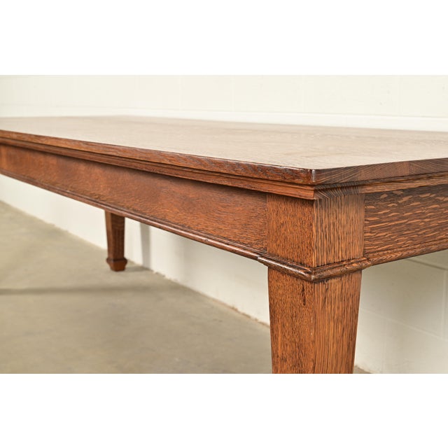 Wood Stickley Brother's Style Antique Mission Oak Arts & Crafts Harvest Dining Table, Newly Refinished For Sale - Image 7 of 11