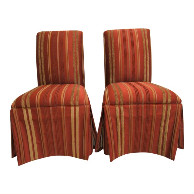 Ethan Allen Parsons Dining Room Boudoir Accent Side Chairs- A Pair For Sale