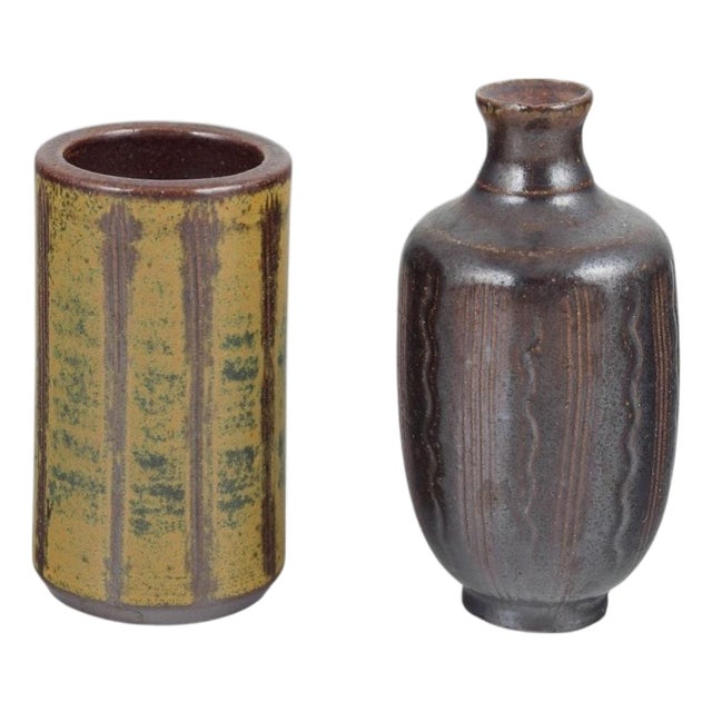 Miniature Vases in Stoneware from Wallakrå, Sweden, 1960s, Set of 2 For Sale