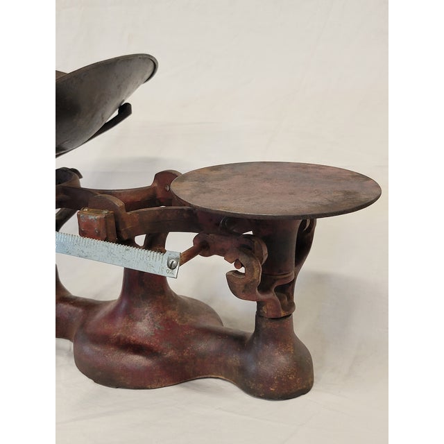 Antique Painted Red Cast Iron Scale For Sale - Image 4 of 12