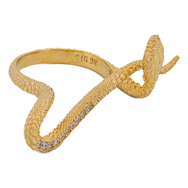 Mythology Snake Gold Vermeil & Diamond Design Ring, Size 6 For Sale