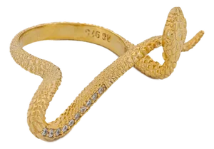 Mythology Snake Gold Vermeil & Diamond Design Ring, Size 6