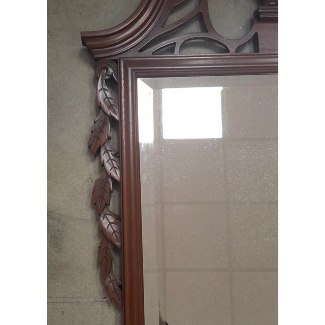 Mid 20th Century Georgian Style Carved Mahogany Framed Beveled Mirror For Sale - Image 4 of 7