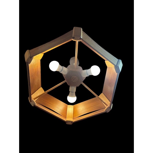 Brutalist Wood Pendant, 1970s For Sale - Image 6 of 8