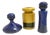 Postmodern Blue and Yellow Glazed Vase and Bottles attributed to Parravicini, 1970s, Set of 3 For Sale