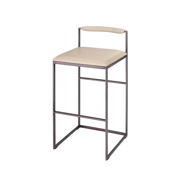 Bradbury Bar Stool, Cream Leather For Sale